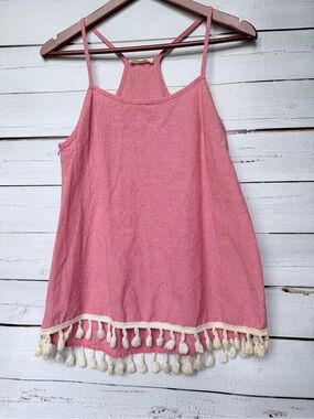 twenty second Pink Tassel Hem Sleeveless Tank